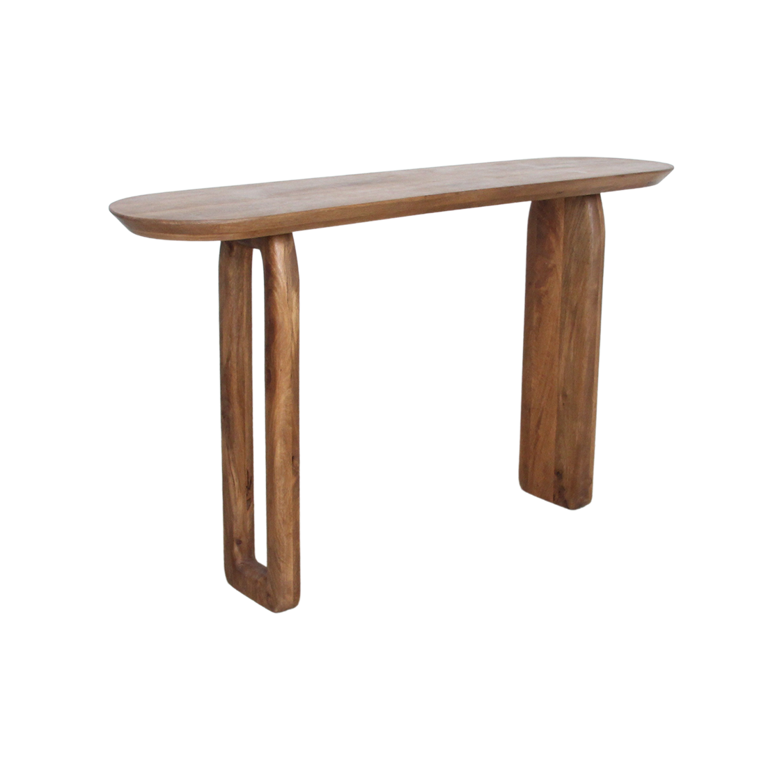 Console murale en bois de manguier brun pieds sculptés – 140x35 cm