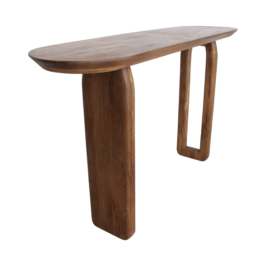 Console murale en bois de manguier brun pieds sculptés – 140x35 cm