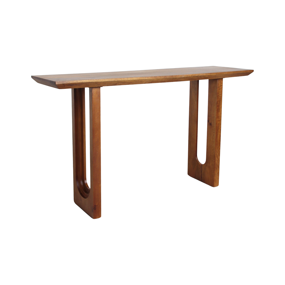 Table console bois de manguier brun pieds ajourés – 140x40 cm