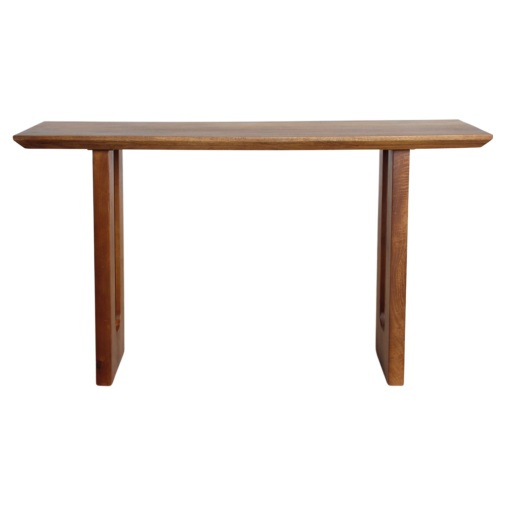 Table console bois de manguier brun pieds ajourés – 140x40 cm