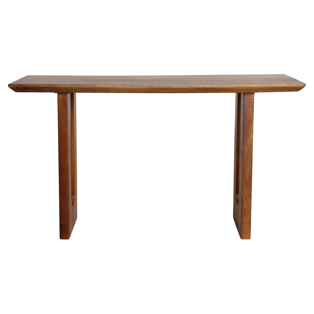 Table console bois de manguier brun pieds ajourés – 140x40 cm