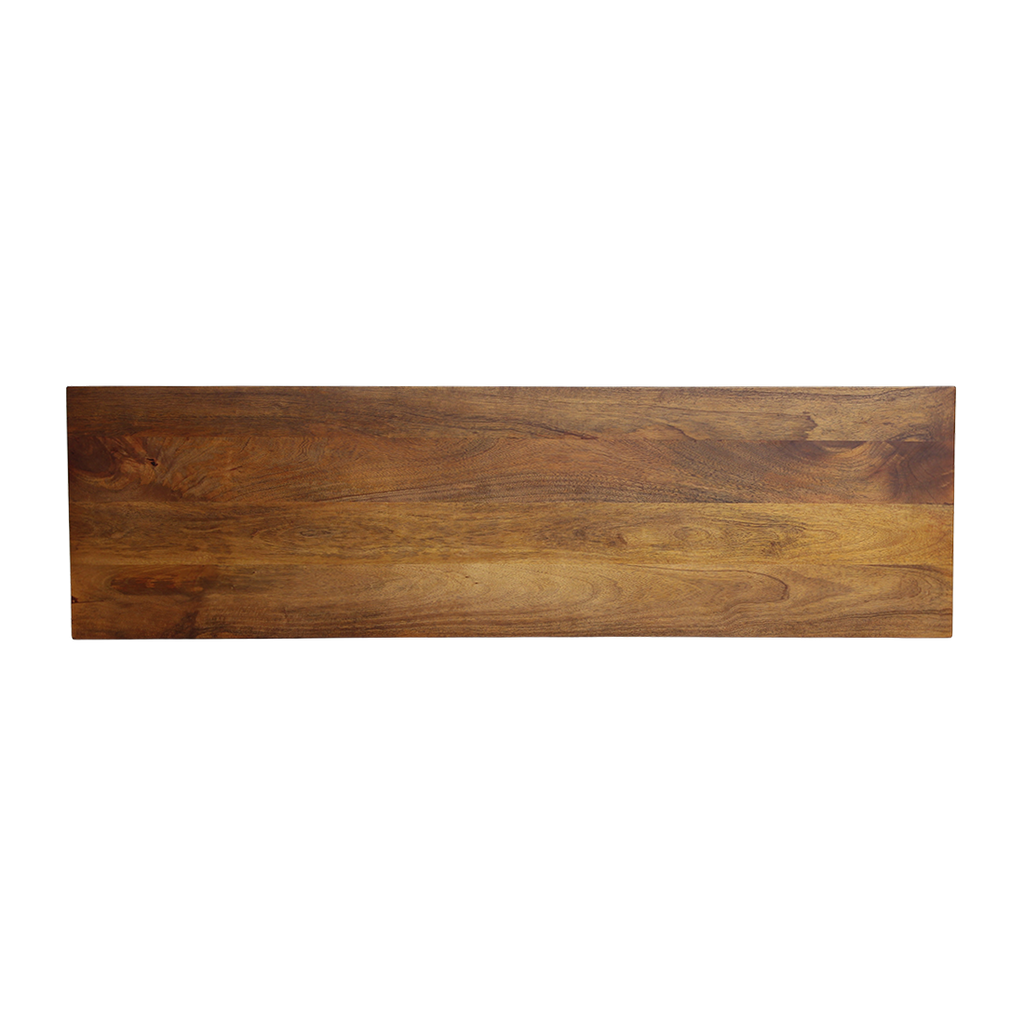 Table console bois de manguier brun pieds ajourés – 140x40 cm