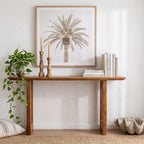 Table console bois de manguier brun pieds ajourés – 140x40 cm