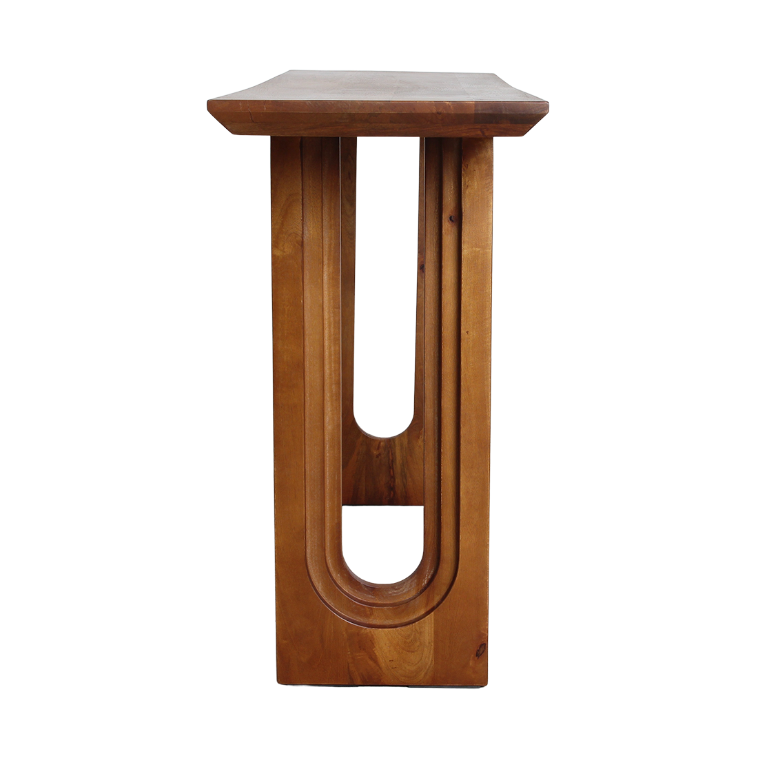 Table console bois de manguier brun pieds ajourés – 140x40 cm