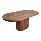 Table à manger ovale en bois de manguier brun pied central – 180x110 cm