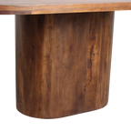 Table à manger ovale en bois de manguier brun pied central – 180x110 cm