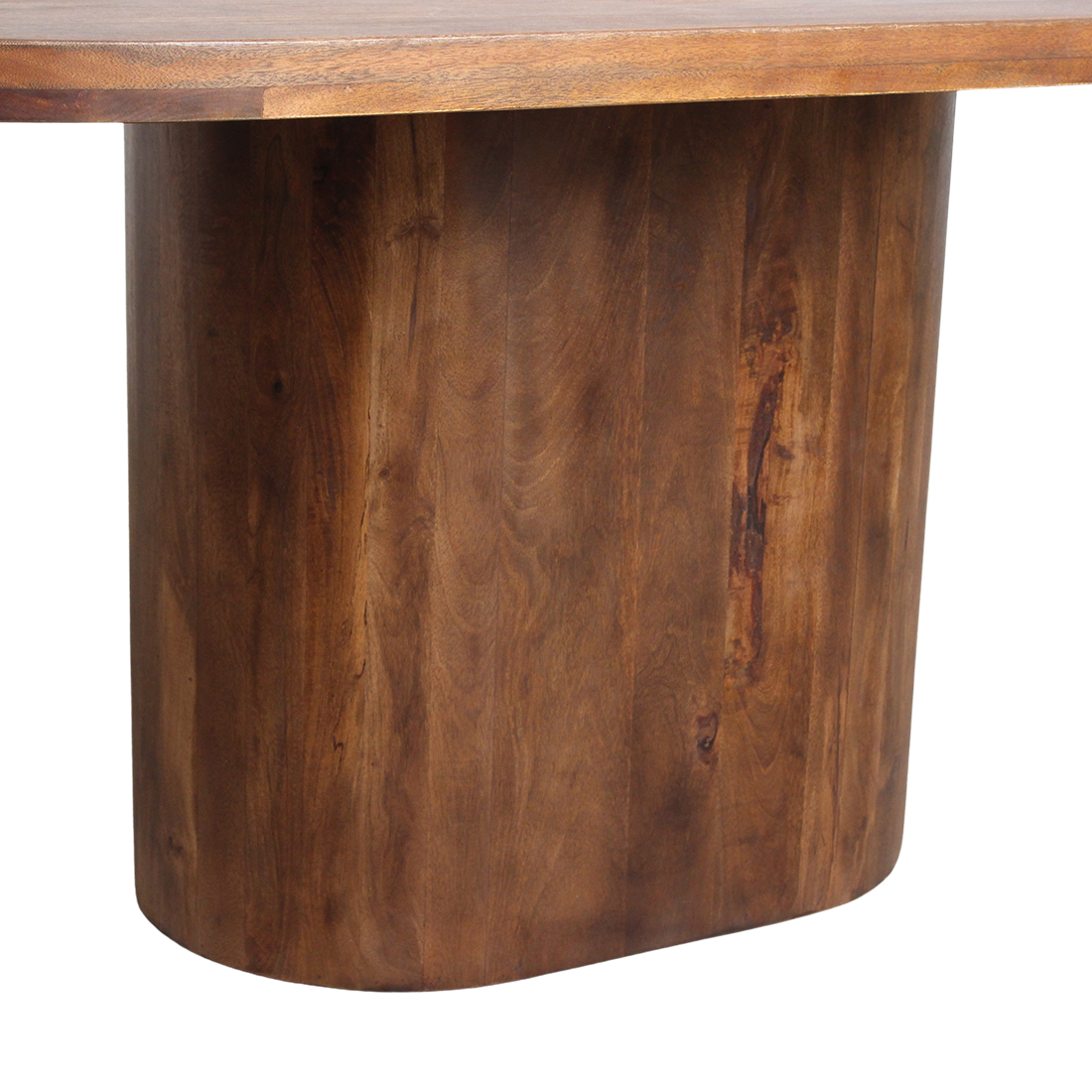 Table à manger ovale en bois de manguier brun pied central – 180x110 cm