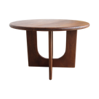 Table ronde en bois massif brun pied sculptural croisé – Ø120 cm