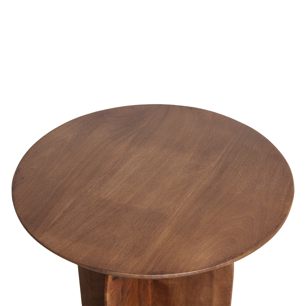 Table d’appoint ronde en manguier brun piètement croisé – Ø50 cm