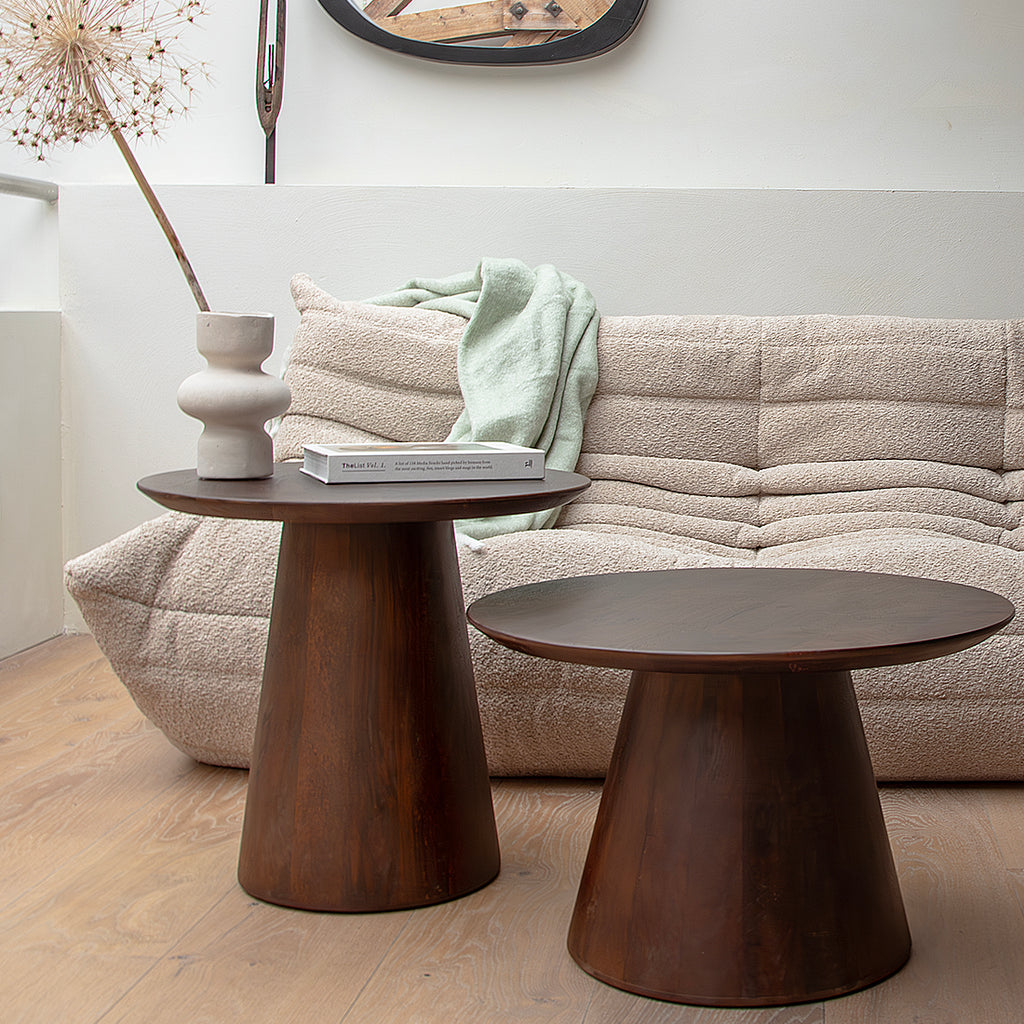 Table d’appoint ronde en bois de manguier brun – Ø50 cm