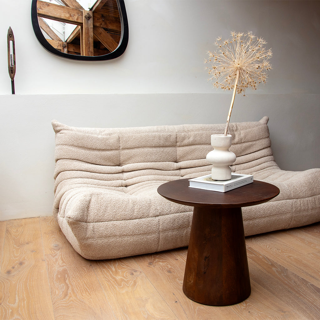 Table d’appoint ronde en bois de manguier brun – Ø50 cm