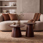 Table d’appoint ronde en bois de manguier brun conique – Ø55 cm