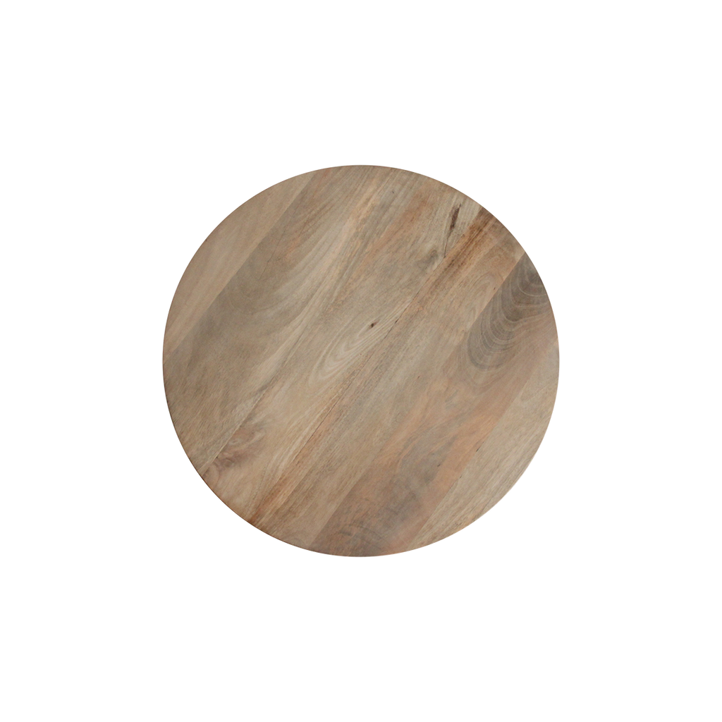 Table d’appoint ronde en bois de manguier clair sculpté – Ø55 cm