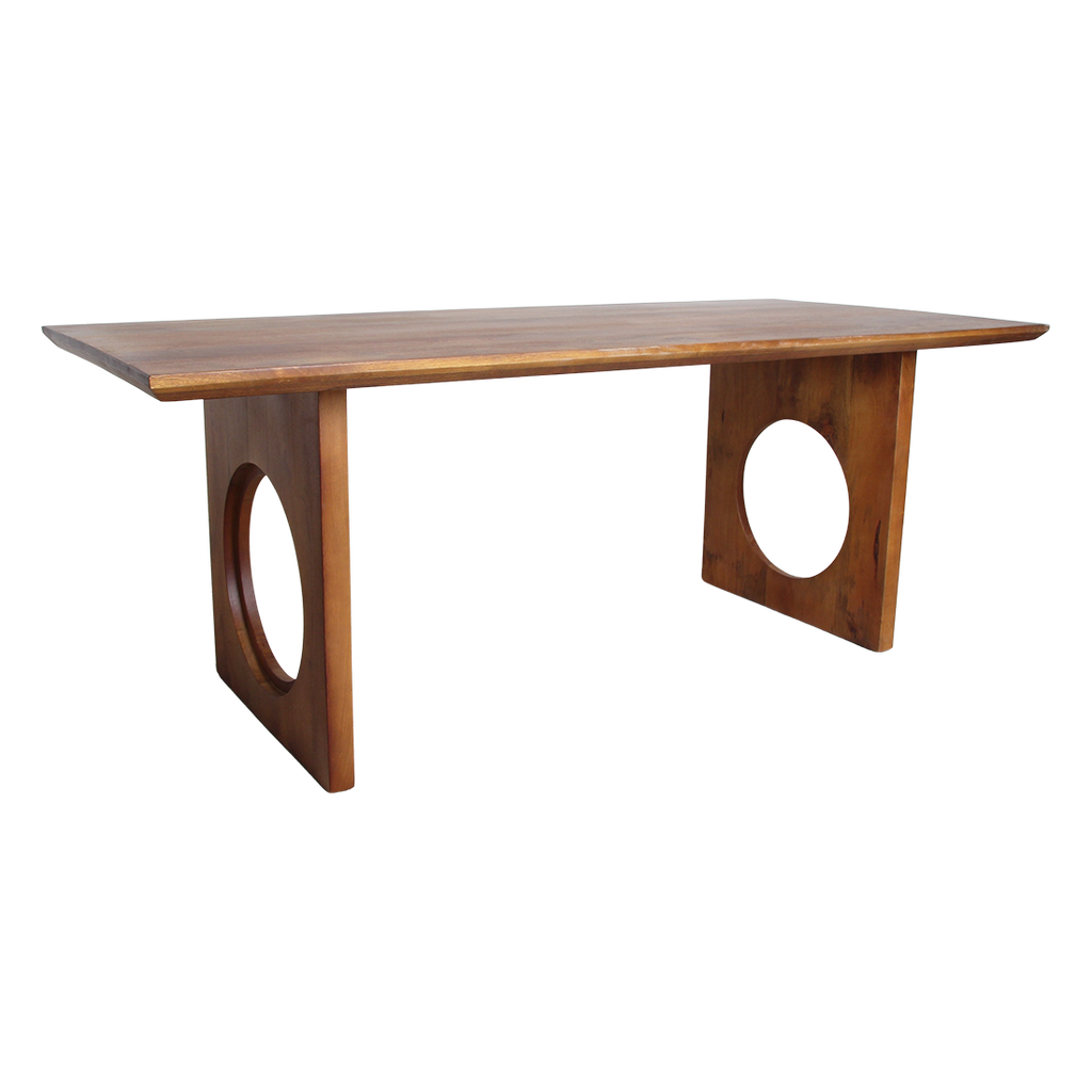Table à manger manguier brun pieds ajourés - 180x90 cm