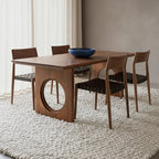 Table à manger manguier brun pieds ajourés - 180x90 cm