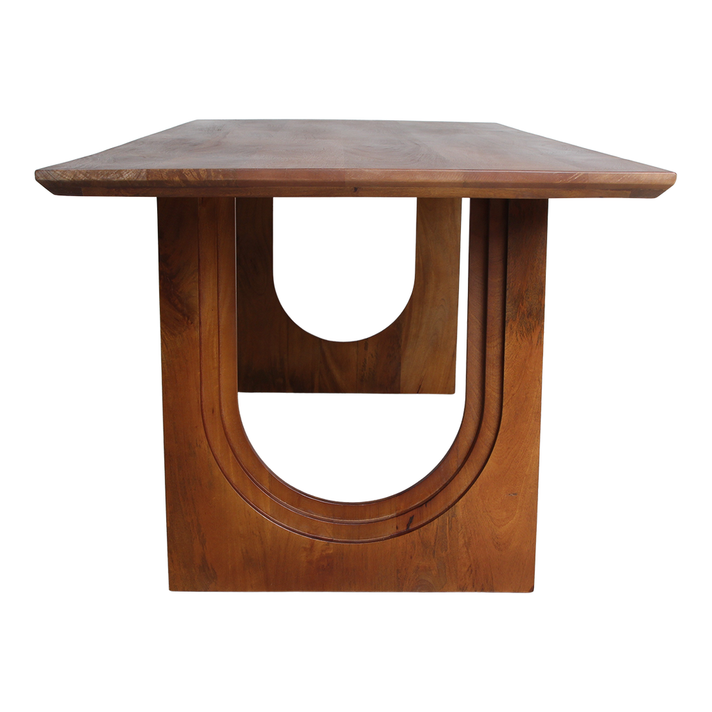 Table à manger manguier brun pieds U bords arrondis – 180x90 cm