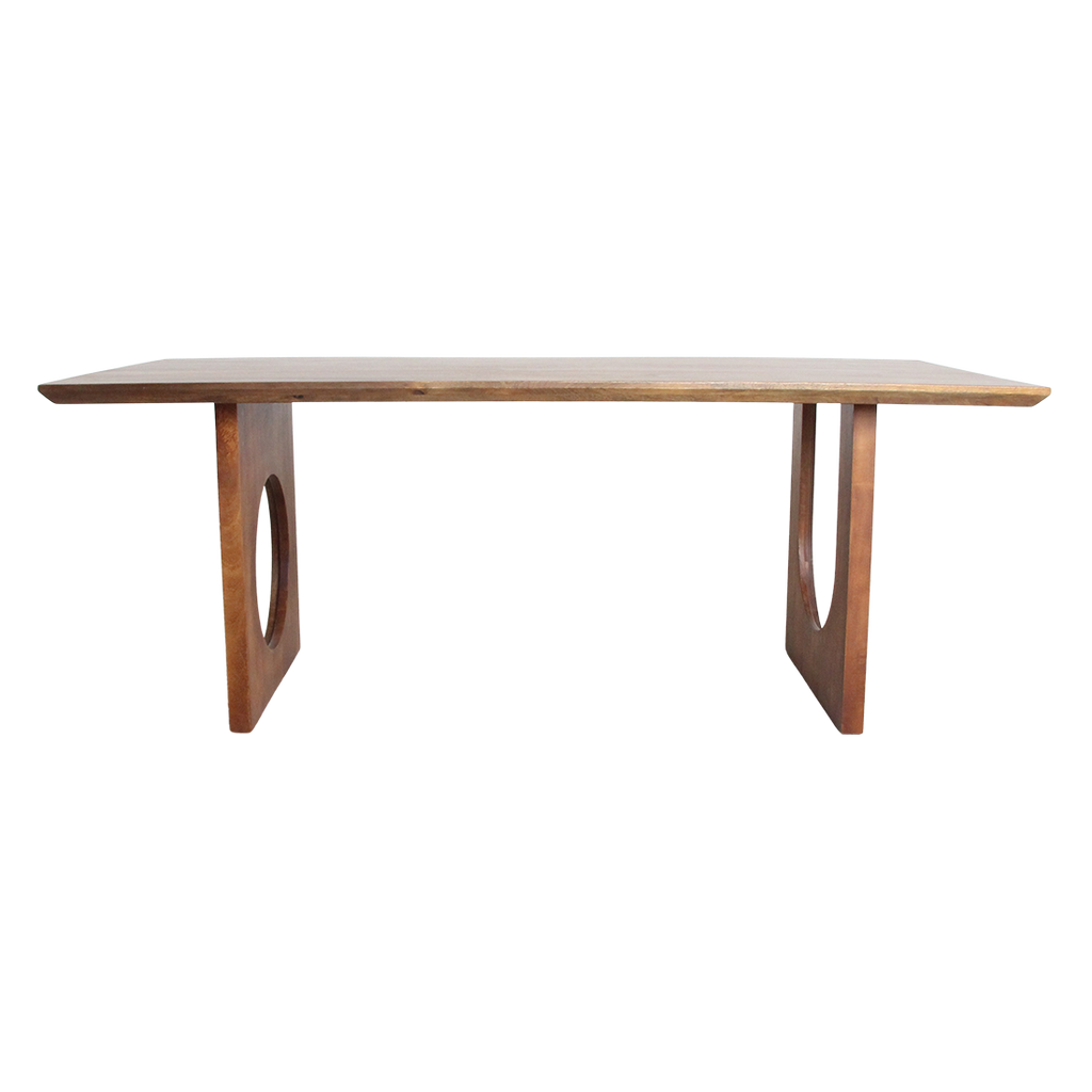Table à manger bois manguier brun pieds géométriques – 180x90 cm