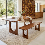 Table à manger bois manguier brun pieds géométriques – 180x90 cm