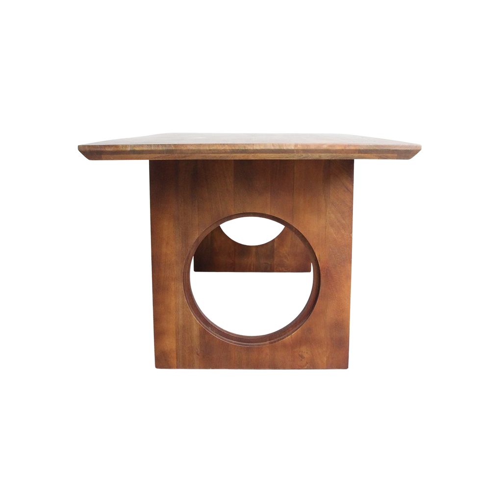Table à manger bois manguier brun pieds géométriques – 180x90 cm