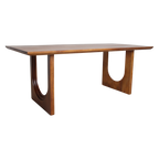 Table à manger manguier bord arrondi sculptural brun – 200x90 cm