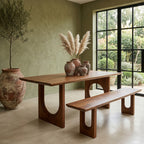 Table à manger manguier brun pieds sculpturaux - 200x90 cm