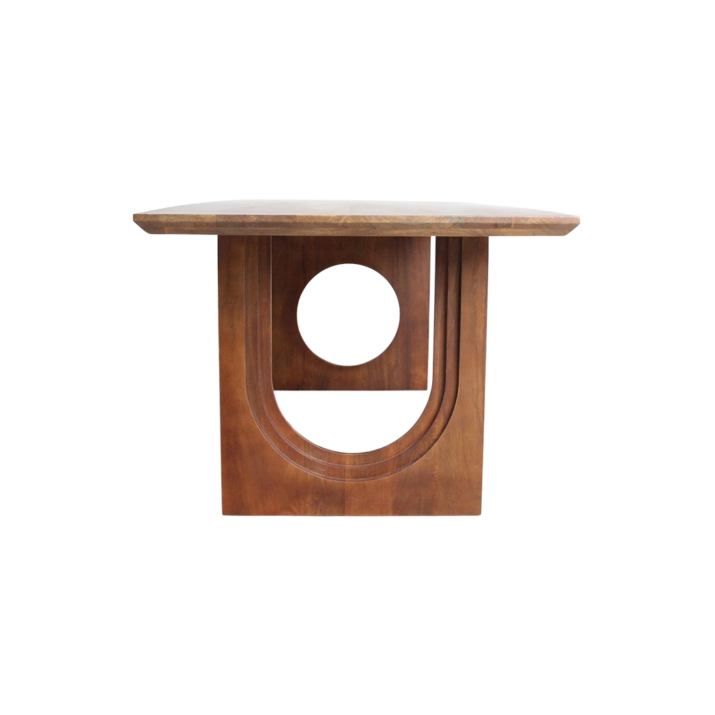 Table à manger manguier brun pieds sculpturaux - 200x90 cm