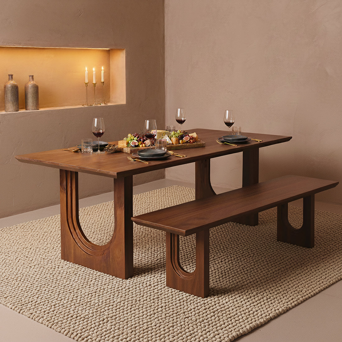 Table à manger en manguier brun moderne – 240x90 cm