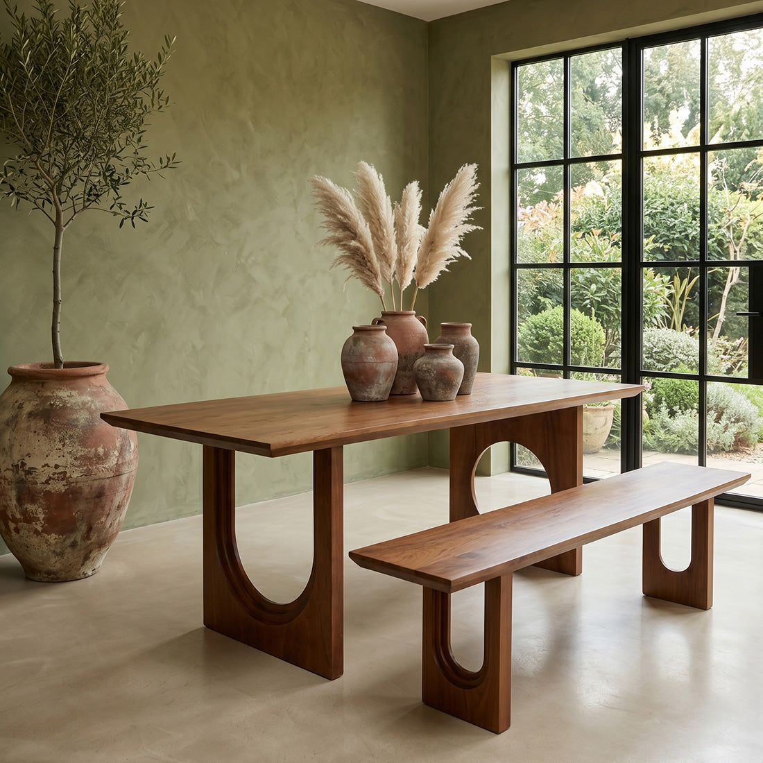 Table en bois de manguier brun sculpturale – 240x90 cm