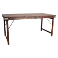 Table à manger en bois recyclé brun et métal vintage – 165x75 cm