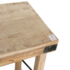 Table console pliante en bois recyclé clair avec ferrures noires – 170x40 cm