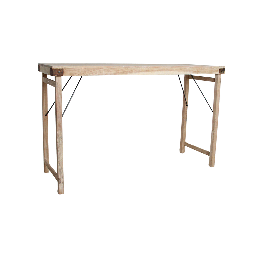 Table bar pliante bois recyclé beige intérieur/extérieur – 170x60 cm