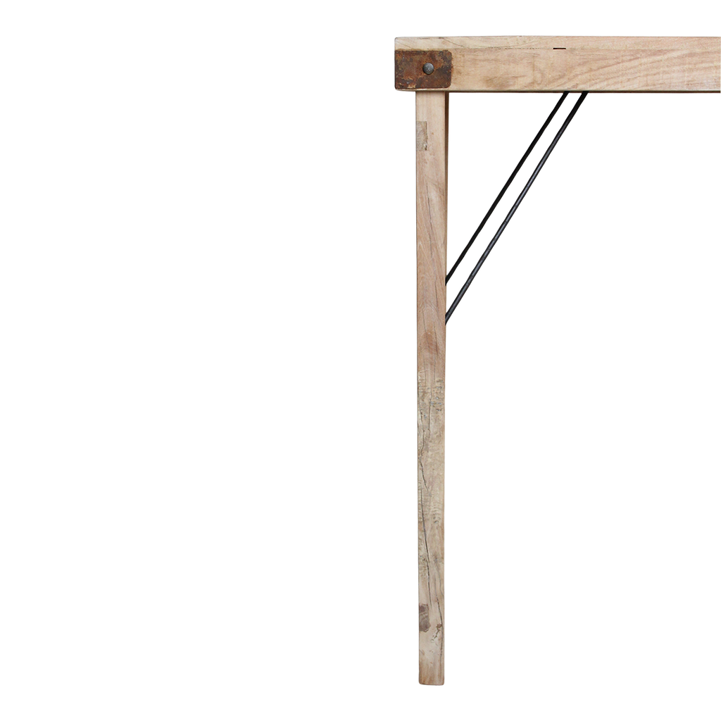 Table bar pliante bois recyclé beige intérieur/extérieur – 170x60 cm