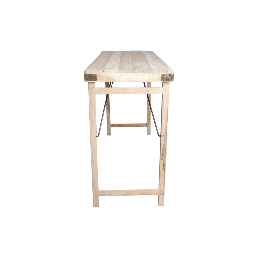 Table bar pliante bois recyclé beige intérieur/extérieur – 170x60 cm