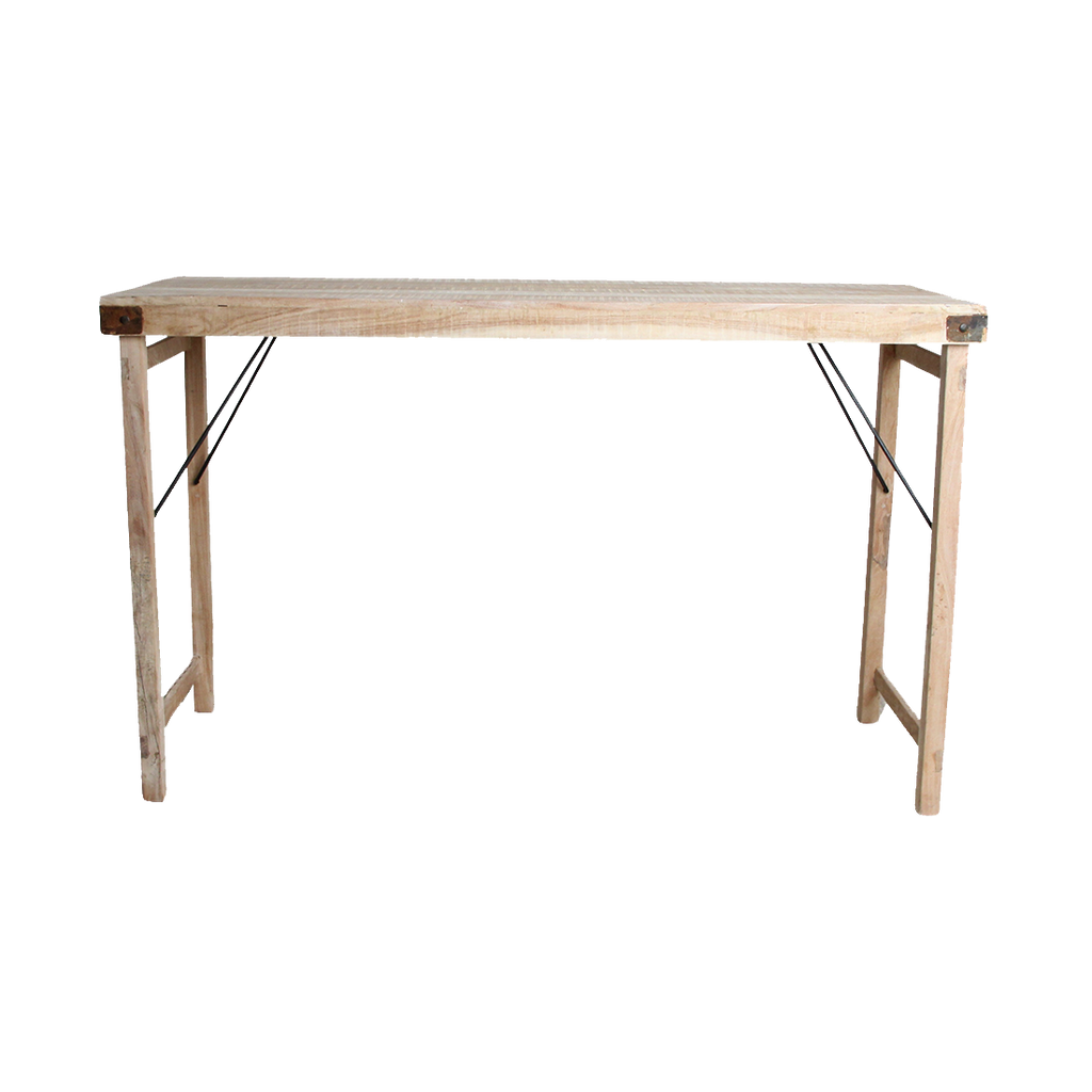Table bar pliante bois recyclé beige intérieur/extérieur – 170x60 cm