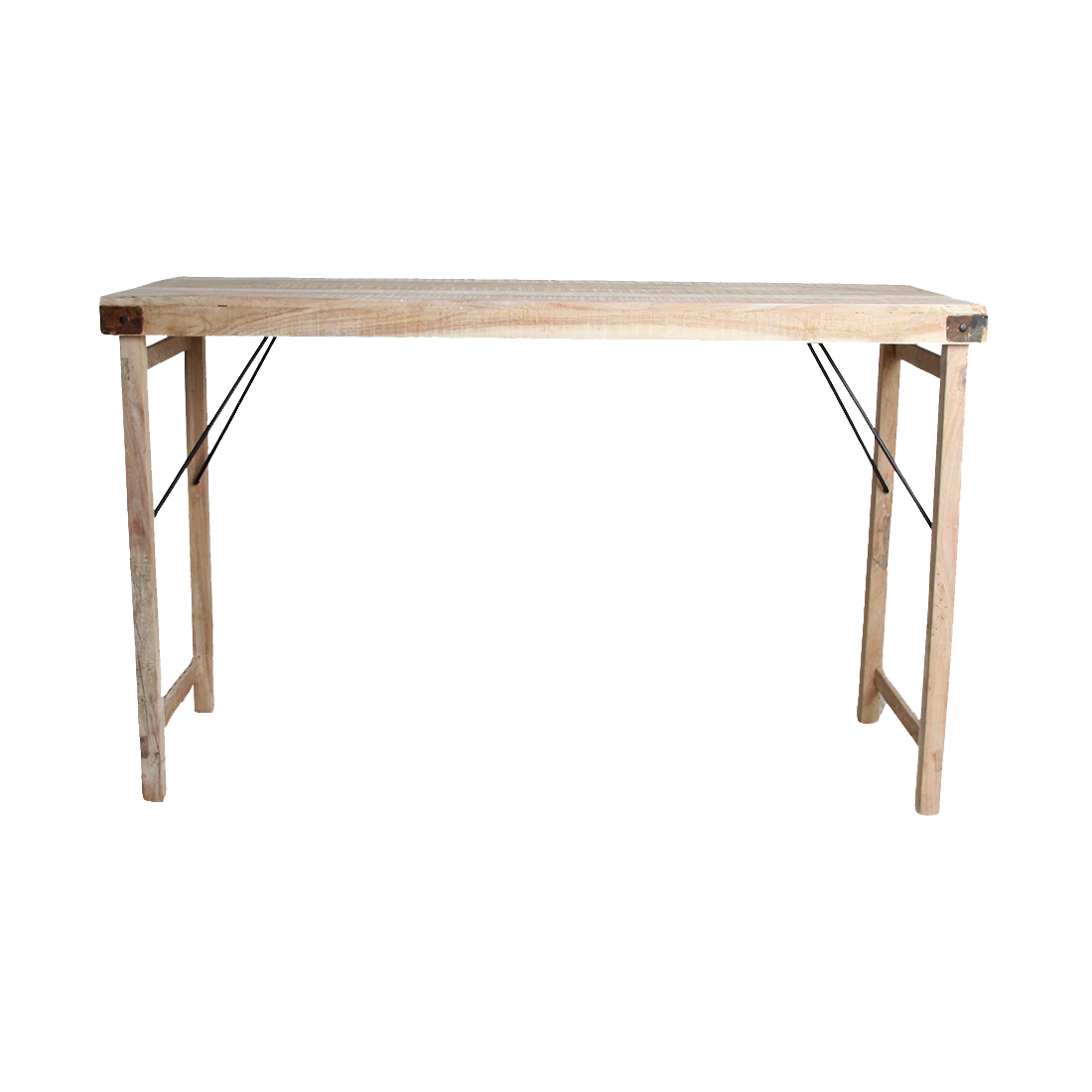 Table bar pliante bois recyclé beige intérieur/extérieur – 170x60 cm