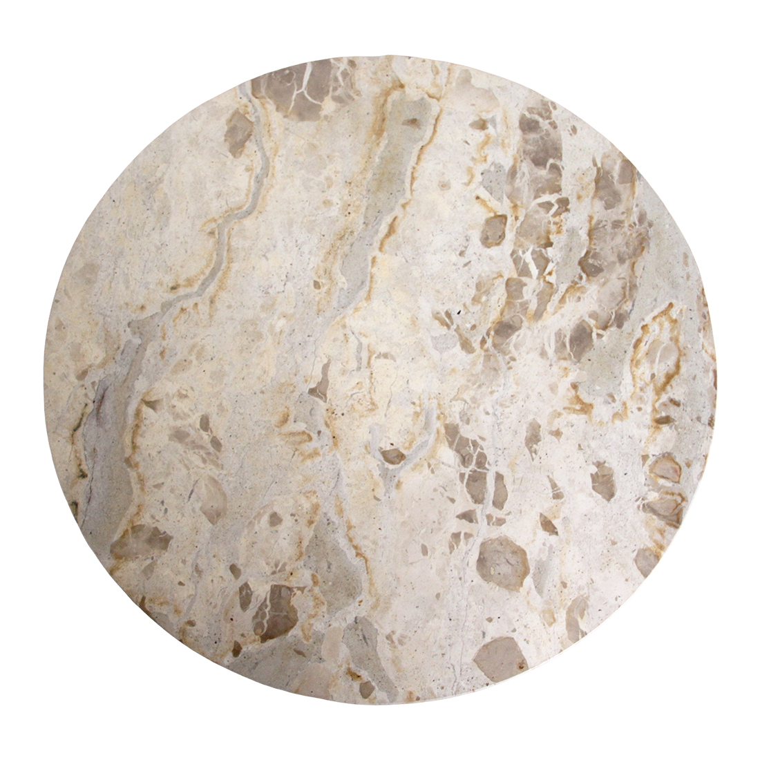 Table d'appoint ronde marbre crème et bois naturel pour salon – Ø50 cm