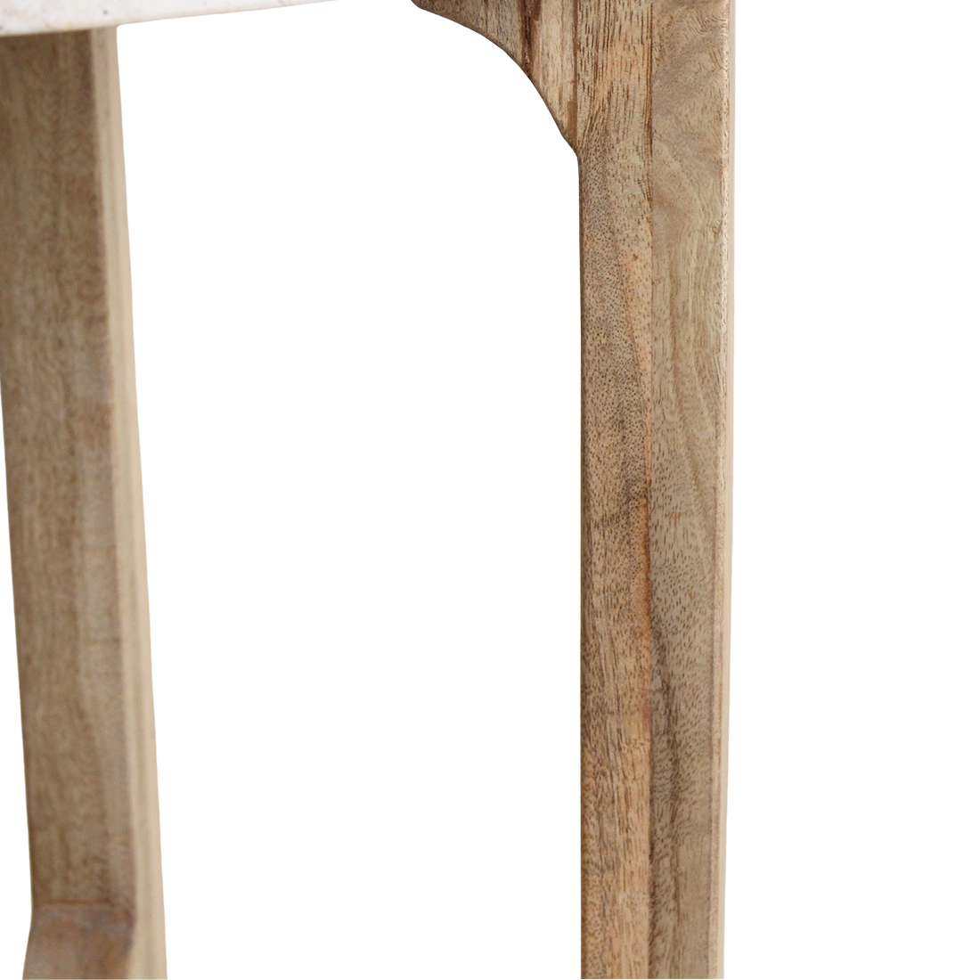 Table d'appoint ronde marbre crème et bois naturel pour salon – Ø50 cm