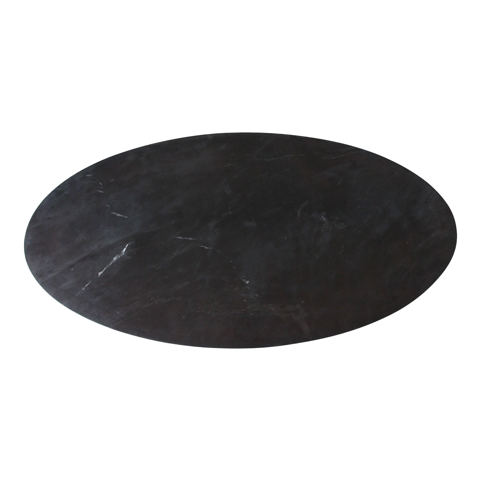 Table basse ovale en marbre noir et bois clair croisé – 120x60 cm