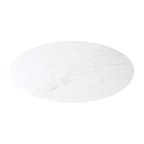 Table basse ovale en marbre blanc et bois de manguier – 120x60 cm