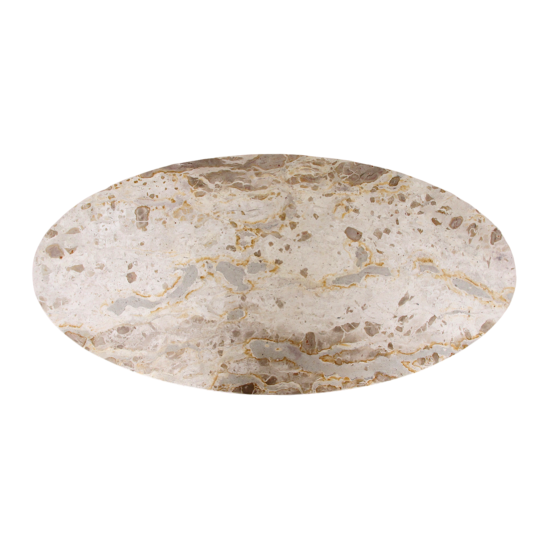 Table basse ovale marbre crème et bois pour salon – 120x60 cm