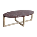 Table basse marbre bordeaux veiné bois clair salon – 120x65 cm