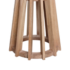 Table d’appoint ronde marbre blanc et bois clair ajouré – Ø40 cm
