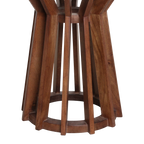 Table d’appoint ronde en marbre noir et bois de manguier sculpté – Ø40 cm