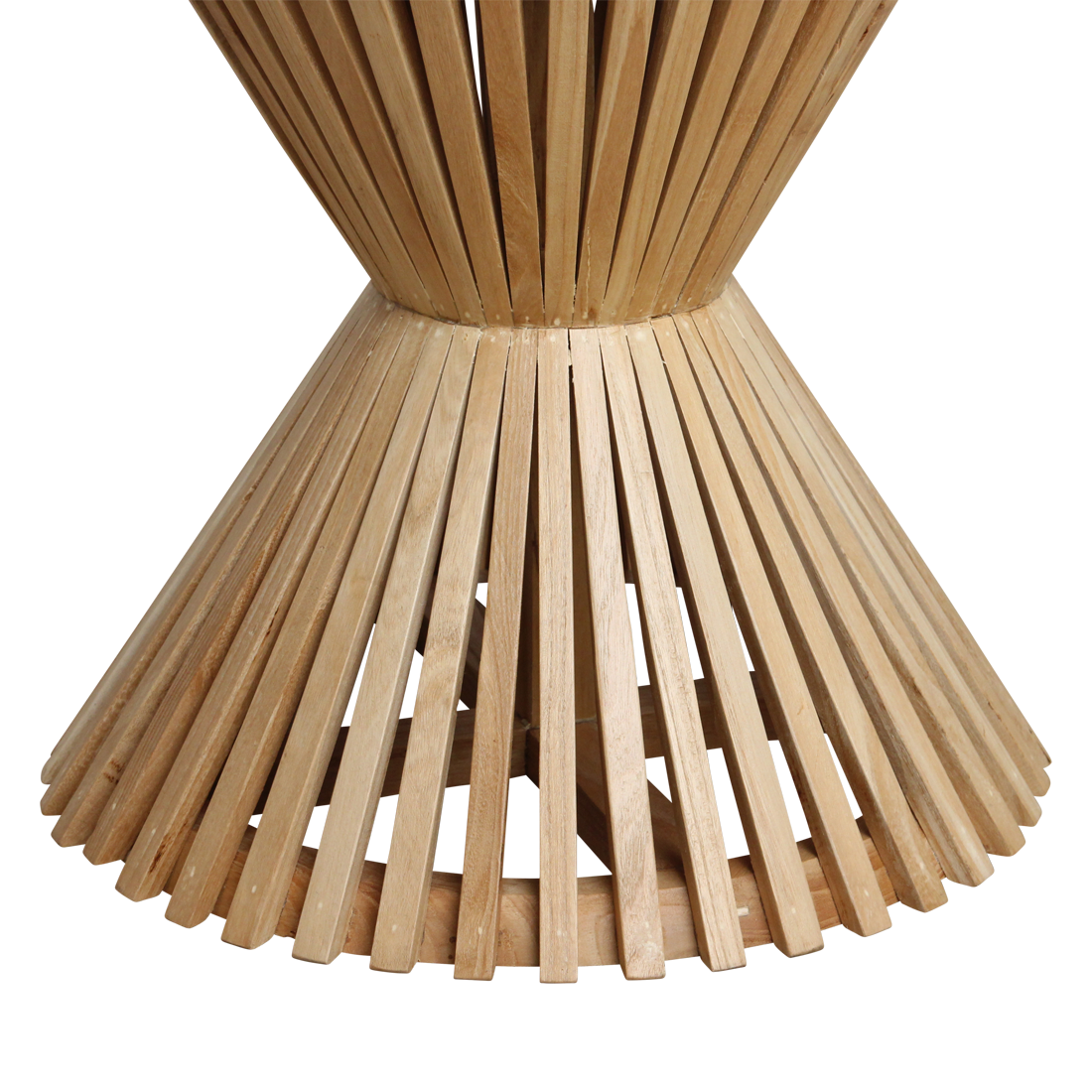 Guéridon rond en marbre clair base sablier en bois naturel – Ø46 cm