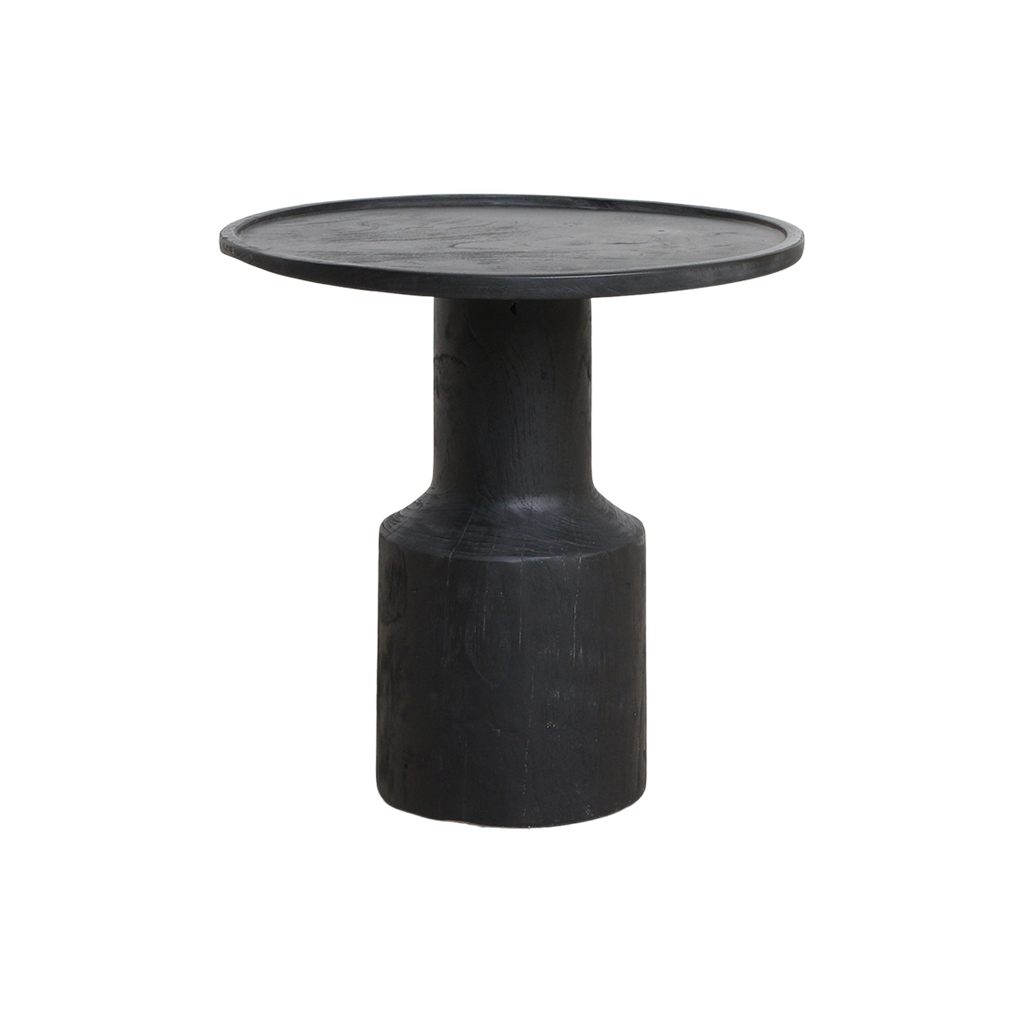 Table d'appoint en teck noir moderne pièce centrale – Ø50 cm