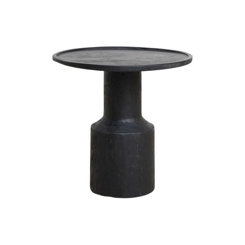 Table d'appoint en teck noir moderne pièce centrale – Ø50 cm