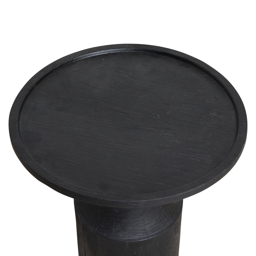 Table d'appoint en teck noir moderne pièce centrale – Ø50 cm