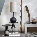 Table d'appoint en teck noir moderne pièce centrale – Ø50 cm