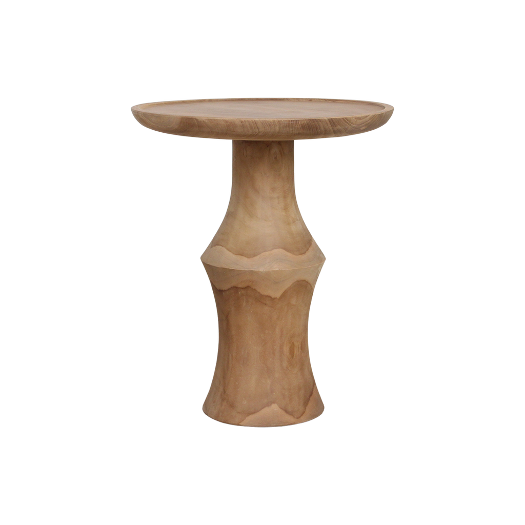 Table d'appoint teck recyclé naturel ronde – 50x50x60 cm