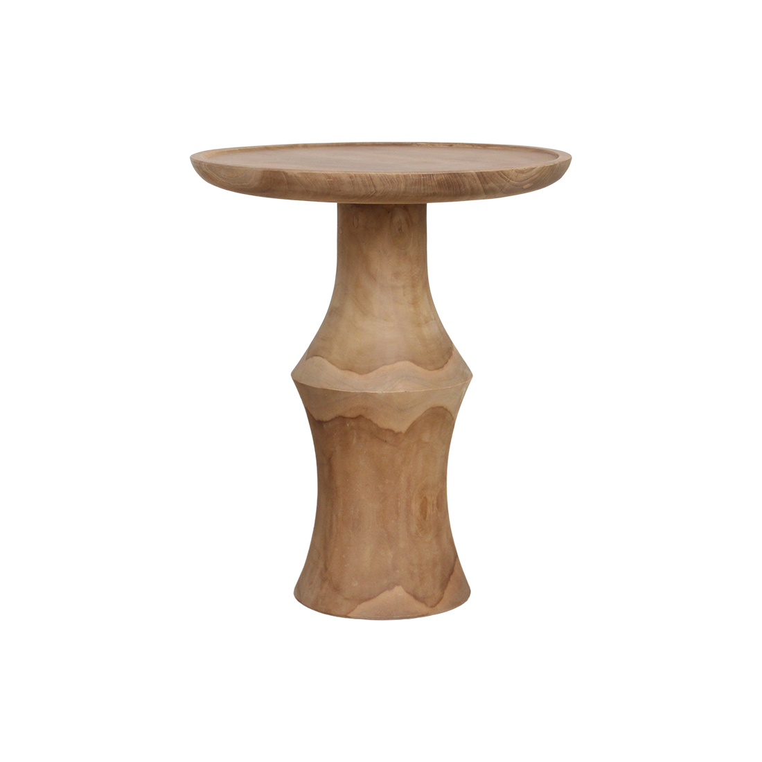 Table d'appoint teck recyclé naturel ronde – 50x50x60 cm